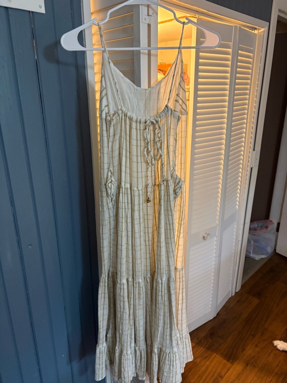 Free People Cream Plaid Tiered Maxi Dress - Picture 2 of 3